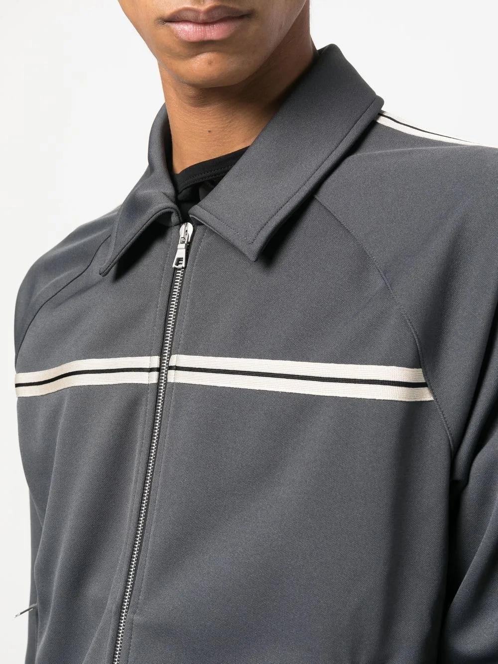 Palm Angels Tape-trim Track Sweatshirt In Grey