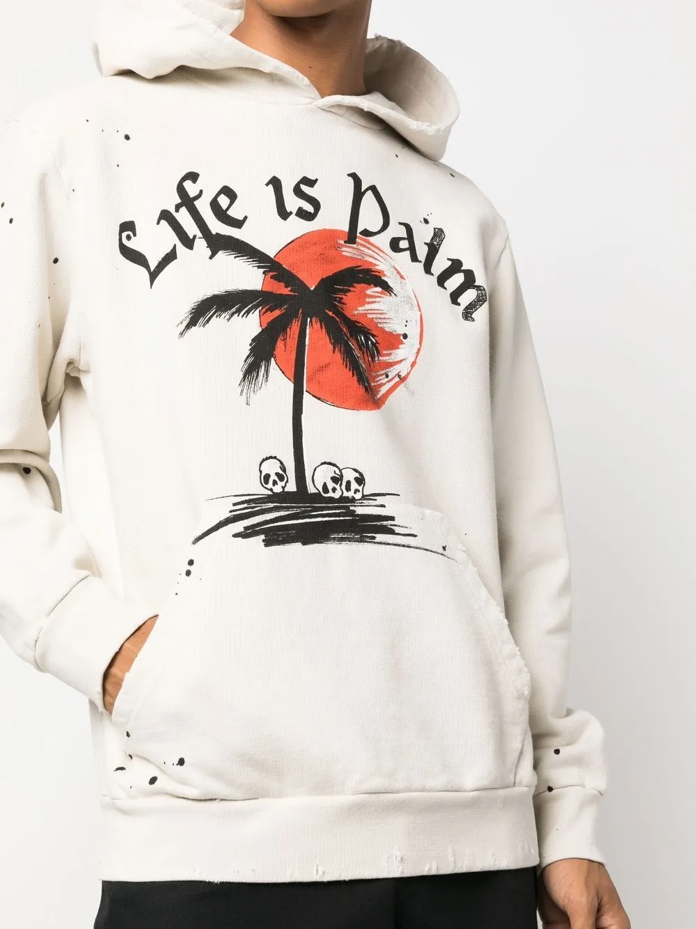 Palm Angels slogan-print Paint Splatter Hoodie | White