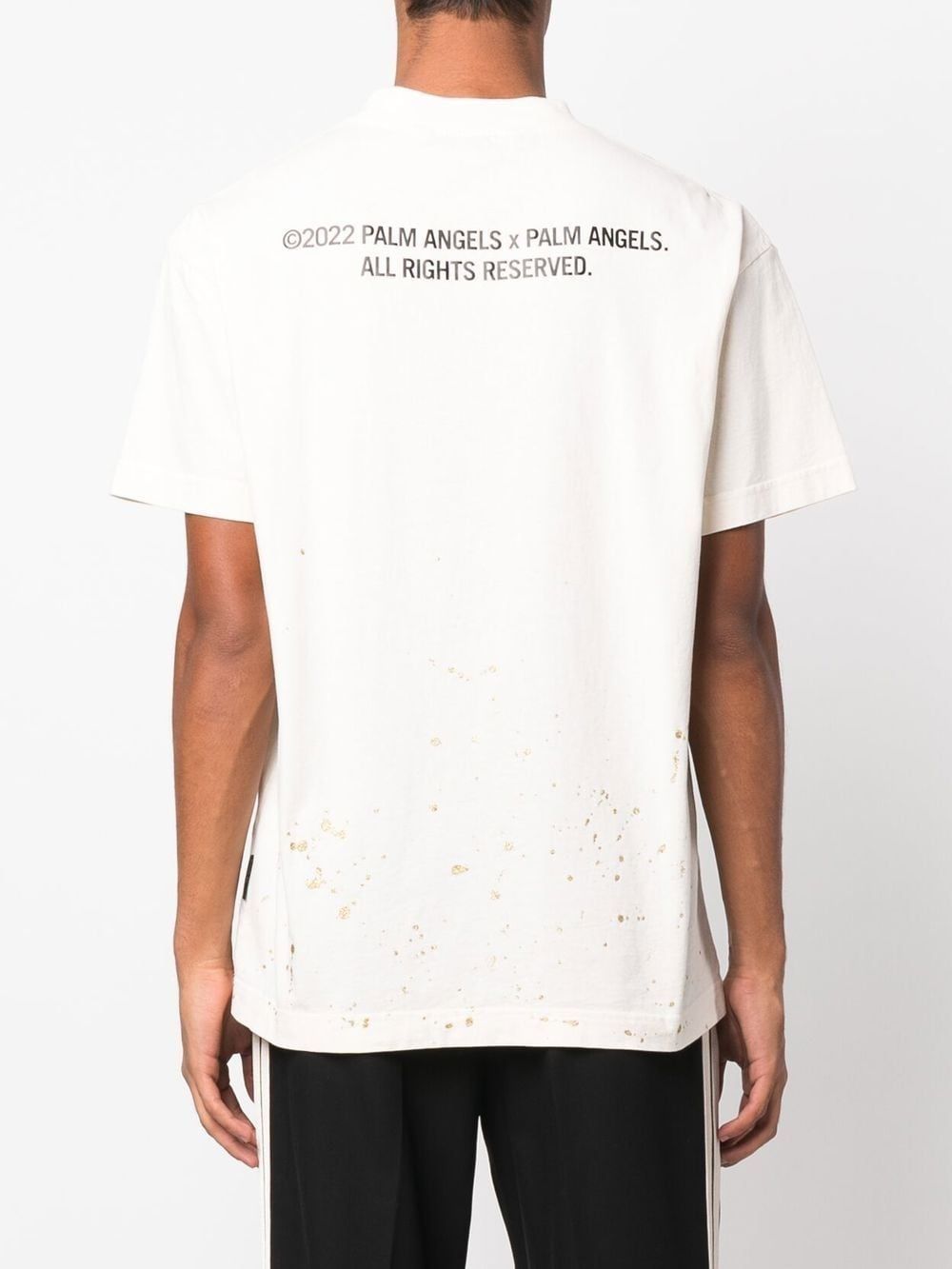 Palm Angels splatter-effect logo-print T-shirt - Farfetch