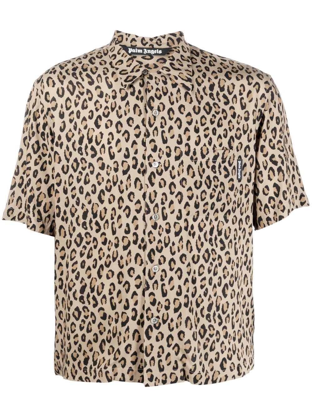 Image 1 of Palm Angels leopard-print short-sleeve shirt