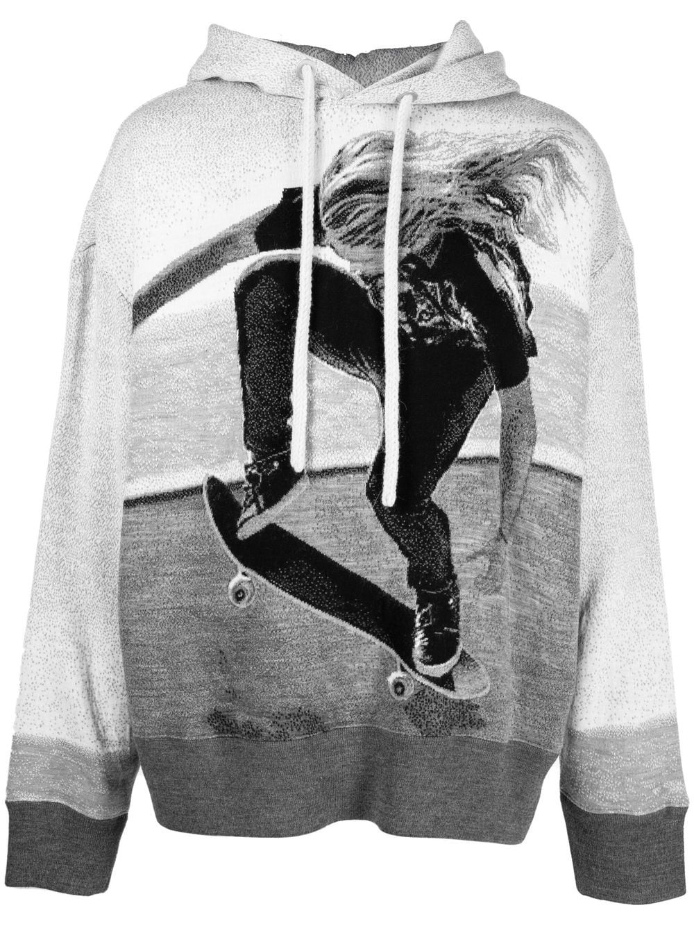 Skater-pattern panelled hoodie