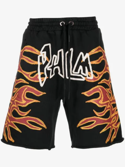 Palm Angels Graffiti Flames logo-print shorts