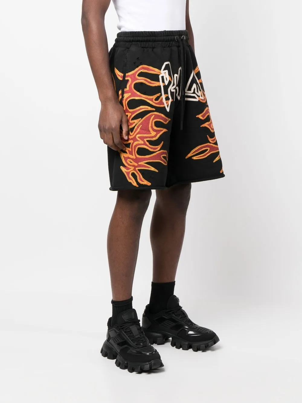 Palm Angels Graffiti Flames logo-print Shorts - Farfetch