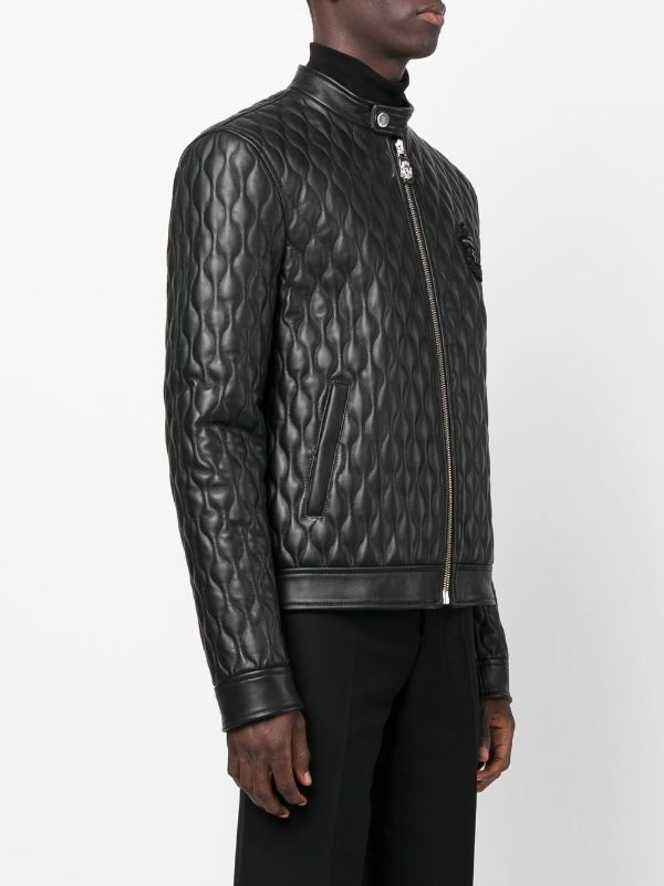 Quilted leather online jacket