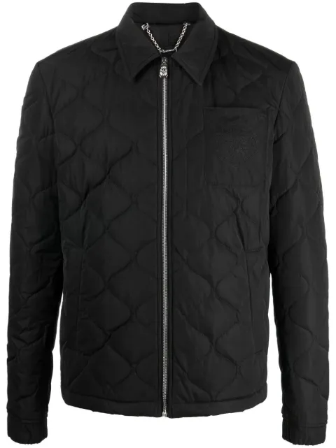 Billionaire embroidered zip-up quilted jacket 