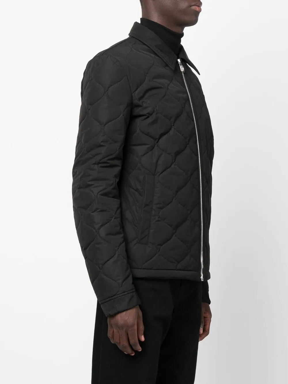 Shop Billionaire Embroidered Zip-up Quilted Jacket In Schwarz