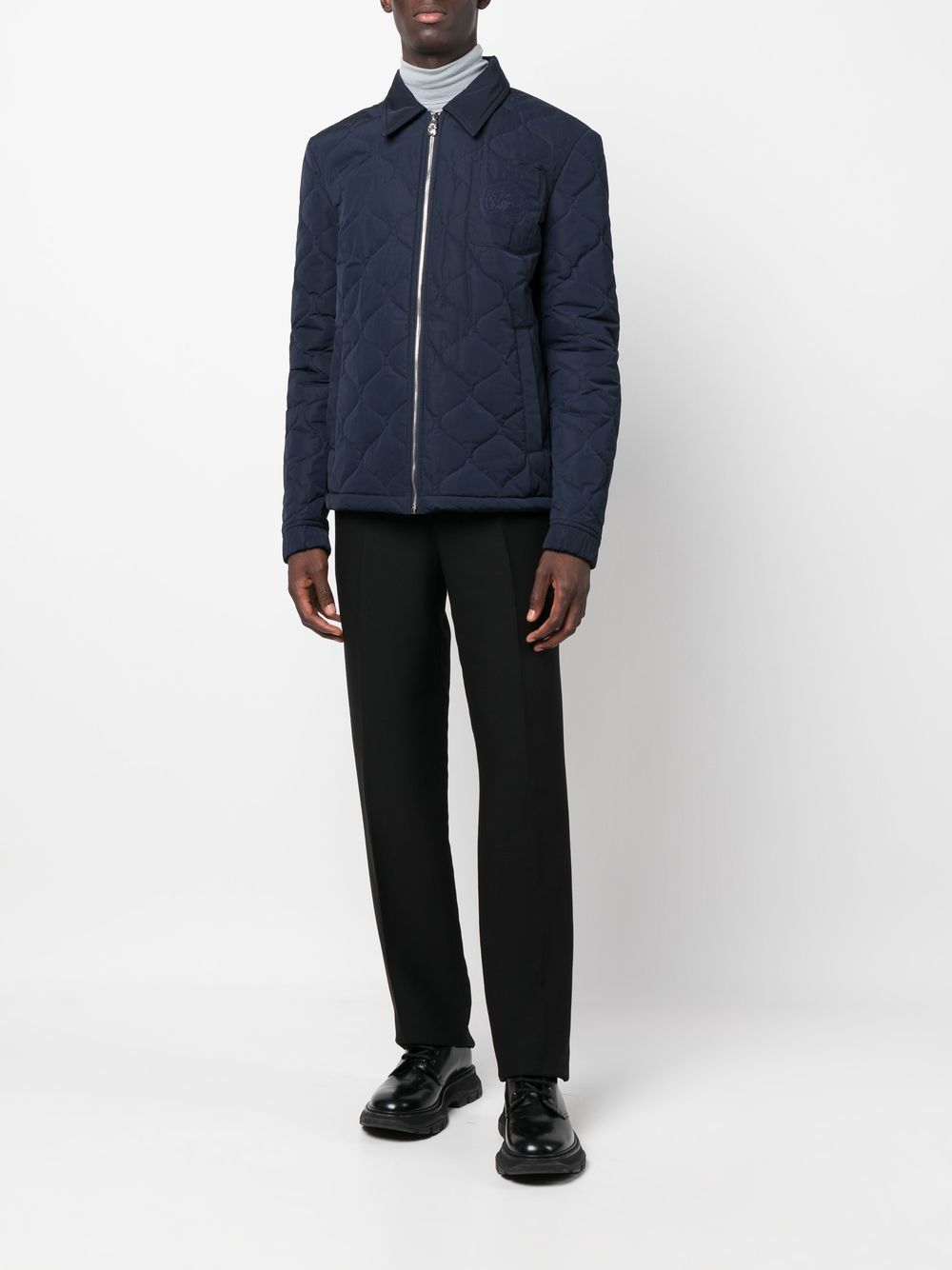 Shop Billionaire Embroidered Quilted Windbreaker In Blau
