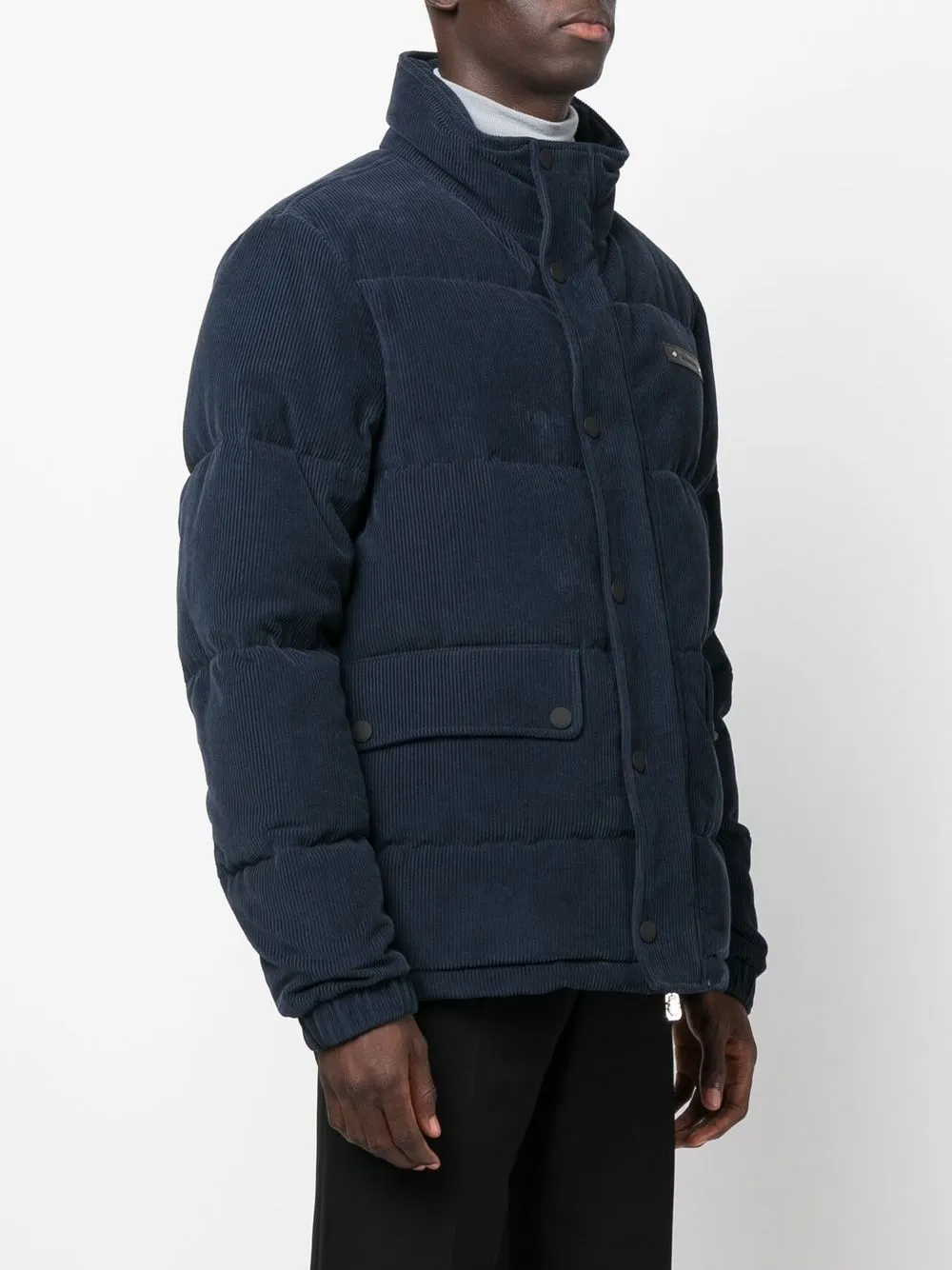 Shop Billionaire Logo-patch Corduroy Padded Jacket In Blau