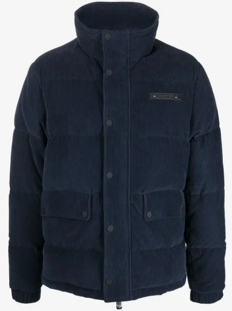 Billionaire logo-patch corduroy padded jacket 