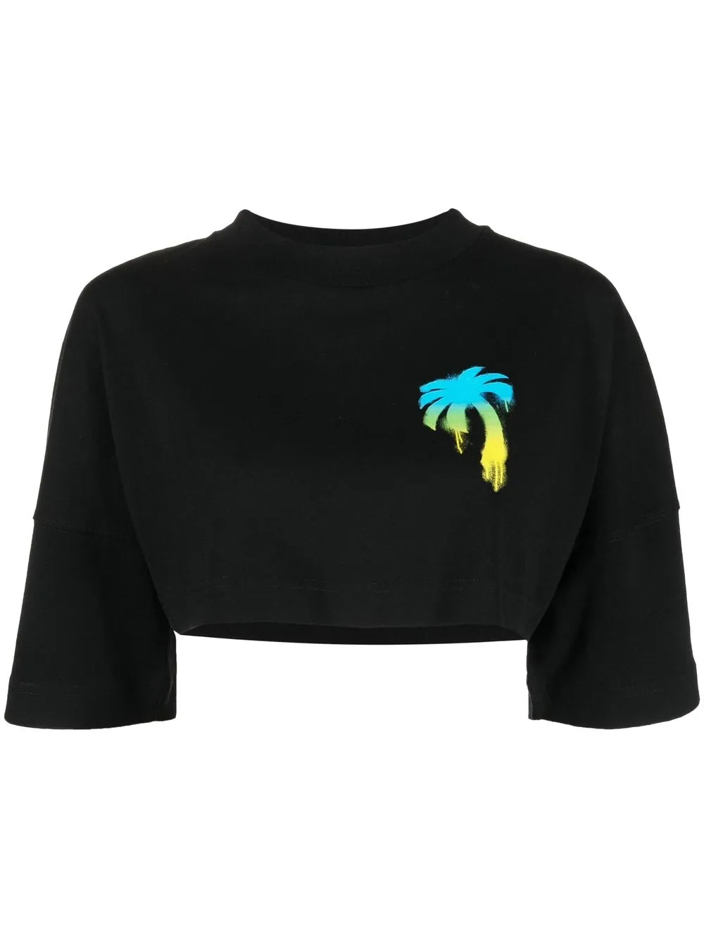 

Palm Angels graffiti logo-print cropped T-shirt - Black