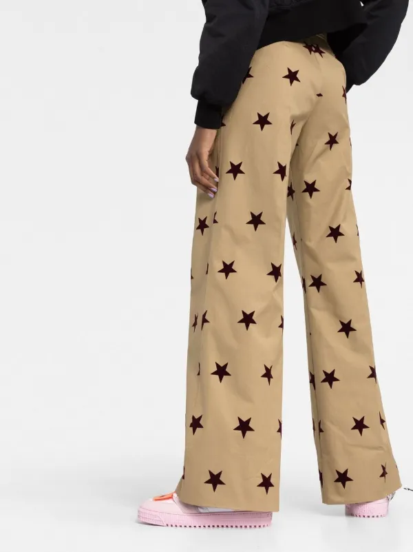 Star Print Stretch Denim Flared Trousers  Nasty Gal