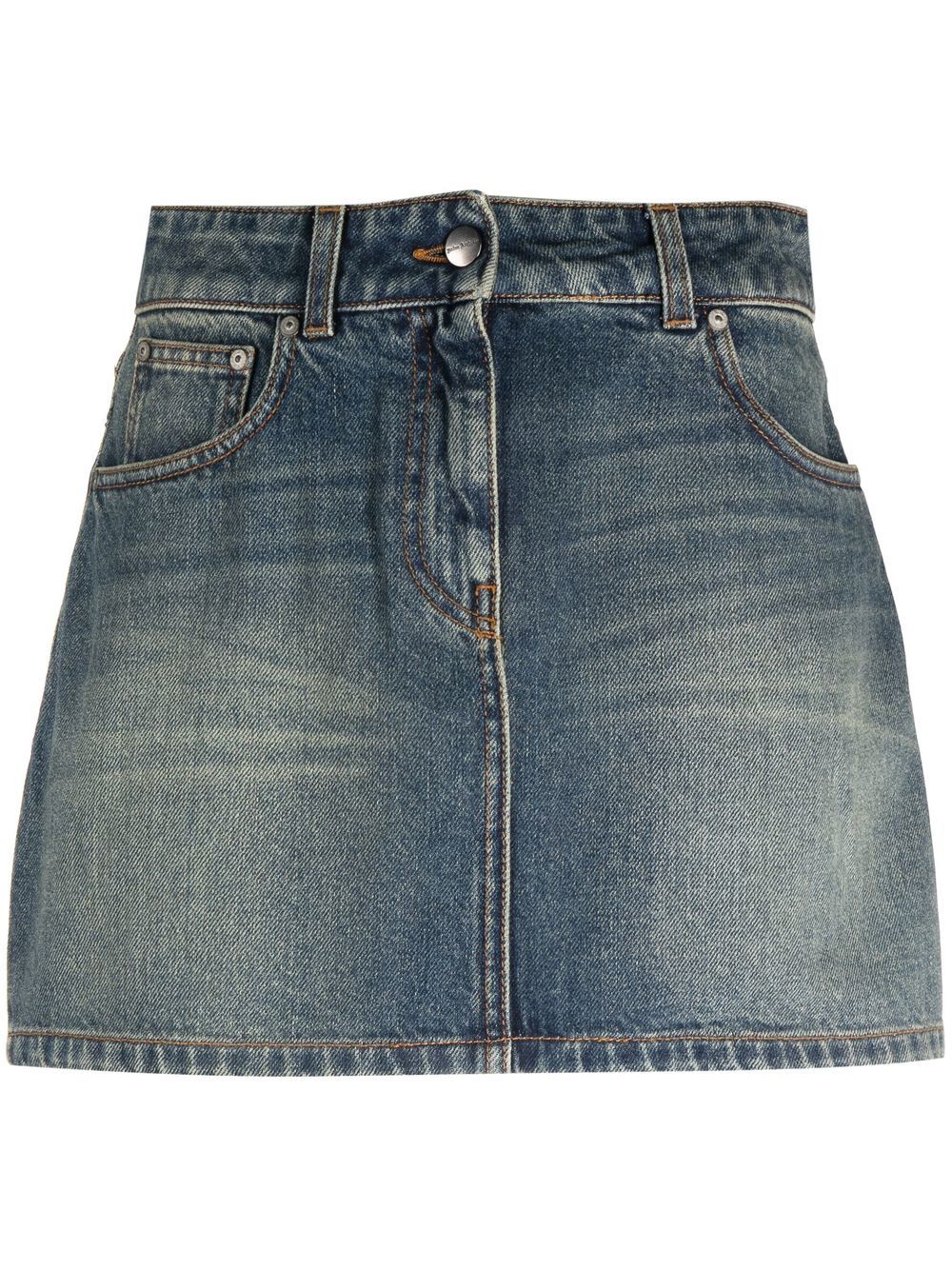 Palm Angels star-motif denim mini skirt - Blue