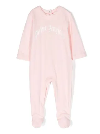Palm Angels Kids logo-print Babygrow | Pink | FARFETCH LB