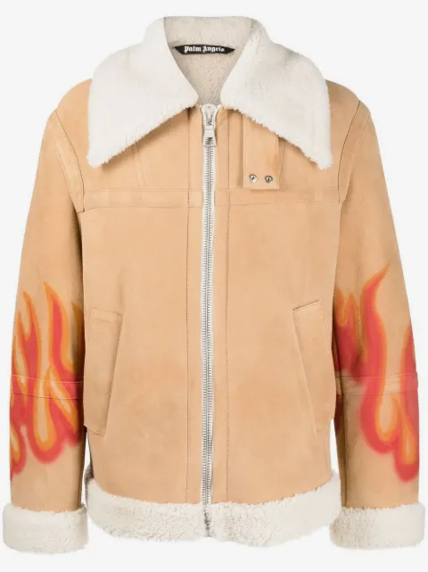 Palm Angels flames sherpa trucker jacket