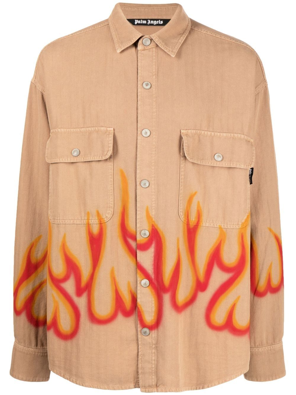 Image 1 of Palm Angels flame-print long-sleeve shirt