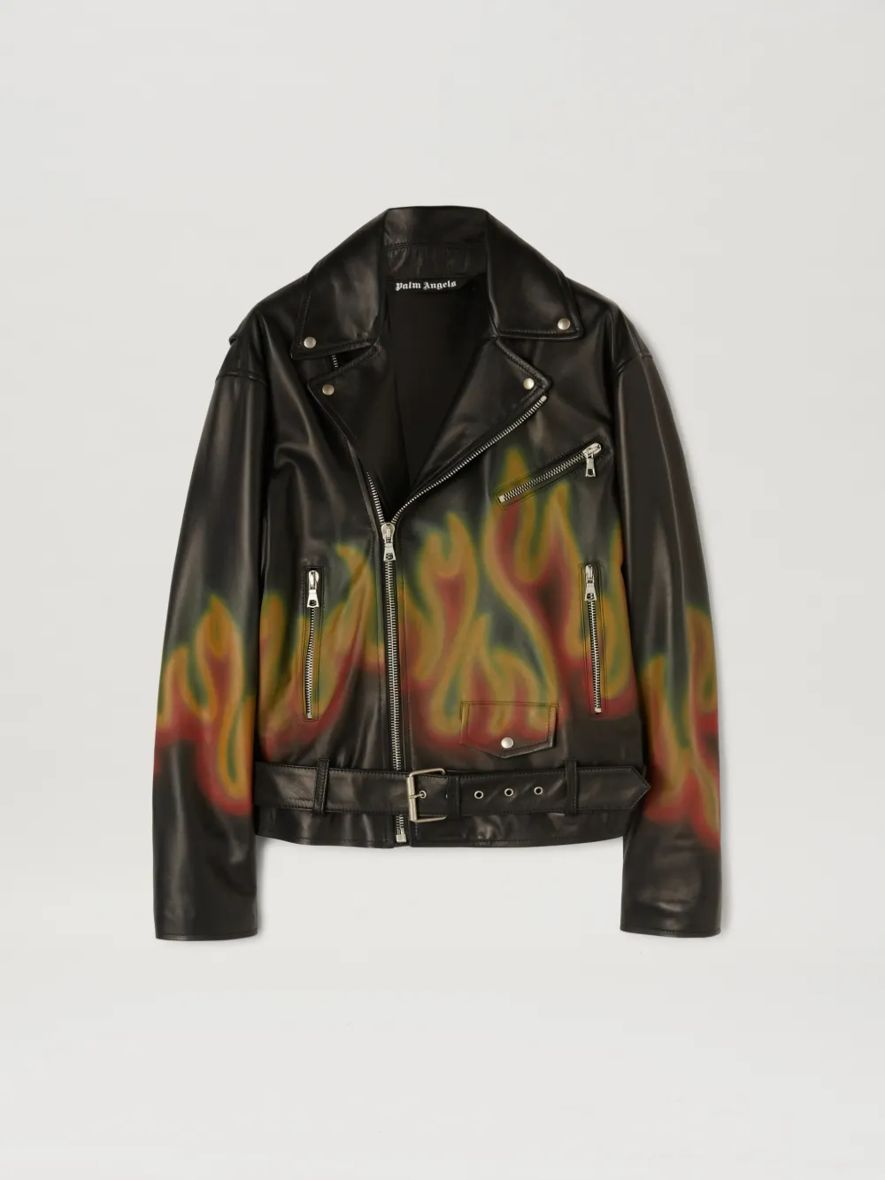 BURNING LEATHER JACKET in black Palm Angels® Official