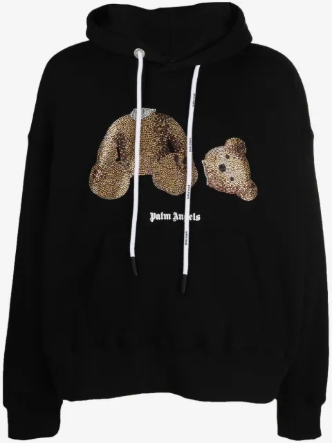 Palm Angels hoodie Teddy Bear con logo y detalles de cristal