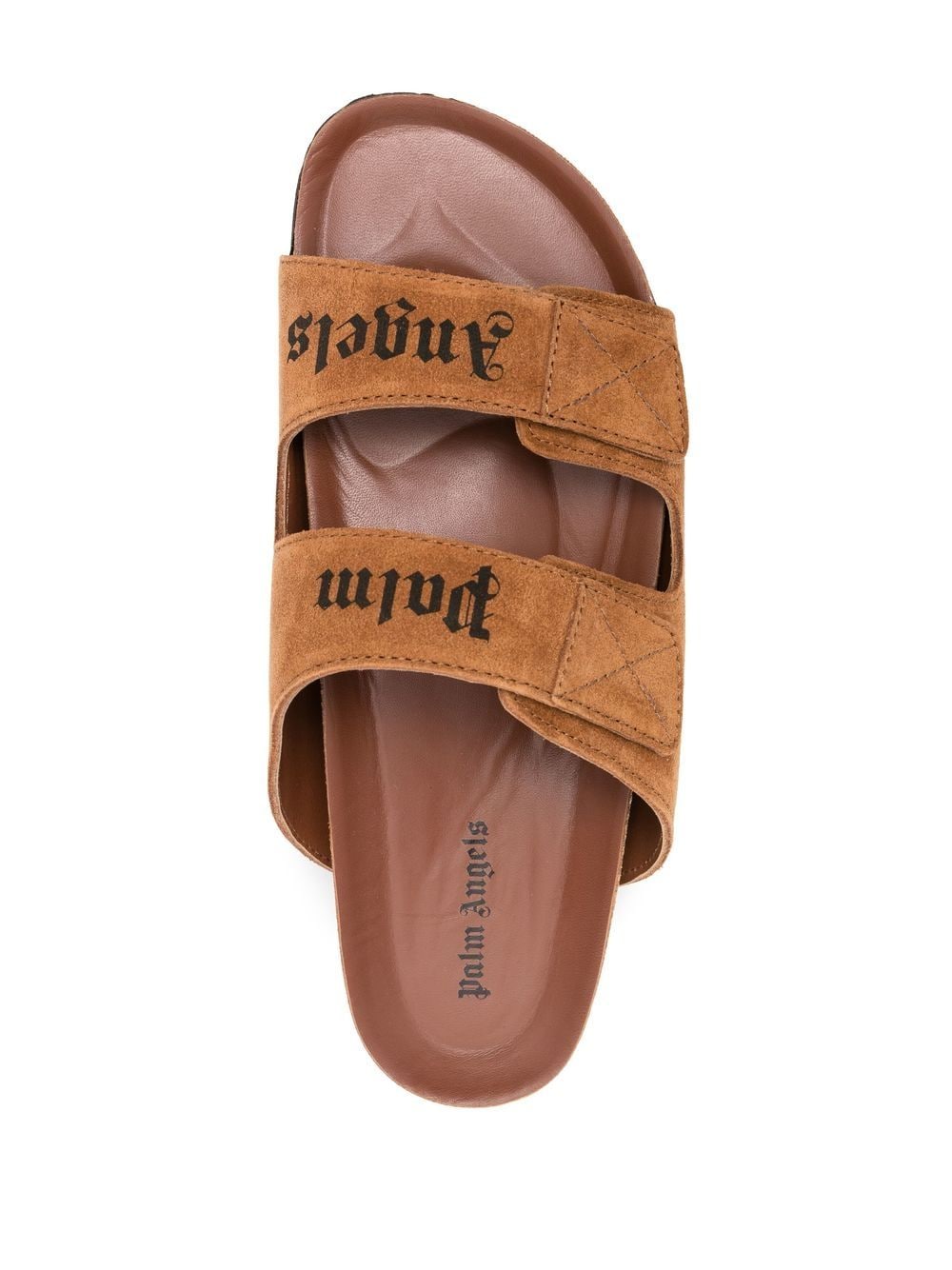 Shop Palm Angels Logo-print Slide Sandals In Brown