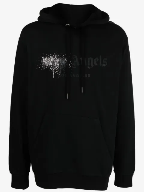 Palm Angels rhinestone-embellished logo print hoodie
