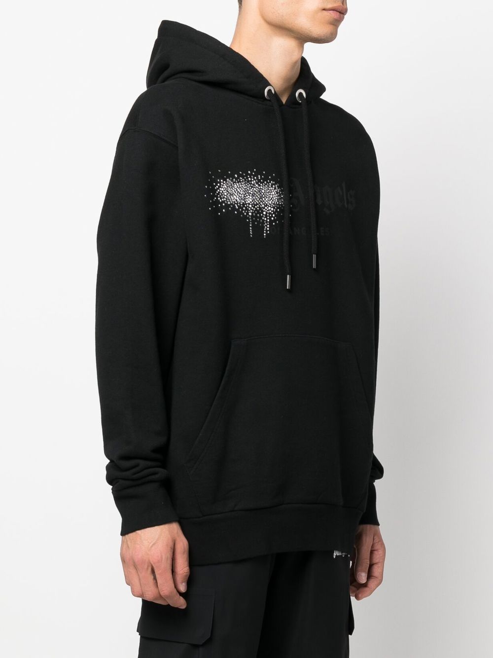 Palm Angels Rhinestone Spray Logo Hoody - White/black