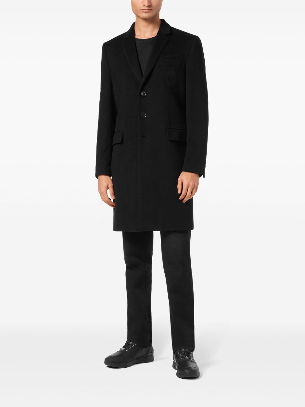 Billionaire embroidered-logo coat - Zwart