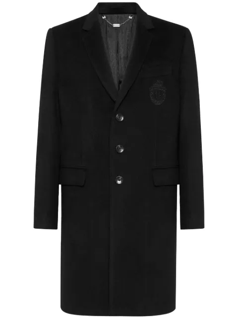 Billionaire embroidered-logo coat 