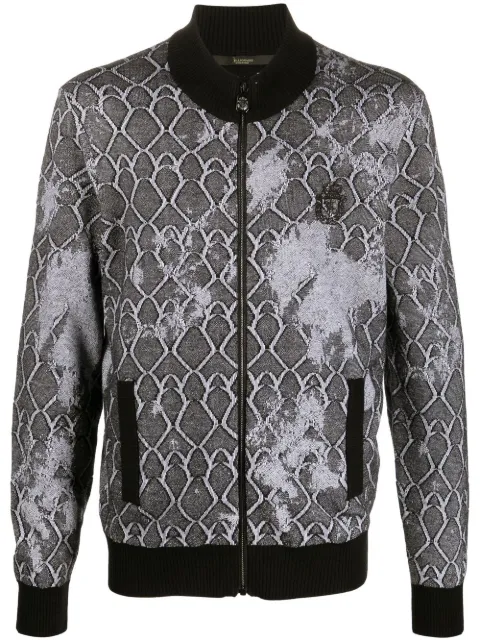 Billionaire embroidered logo-crest bomber jacket