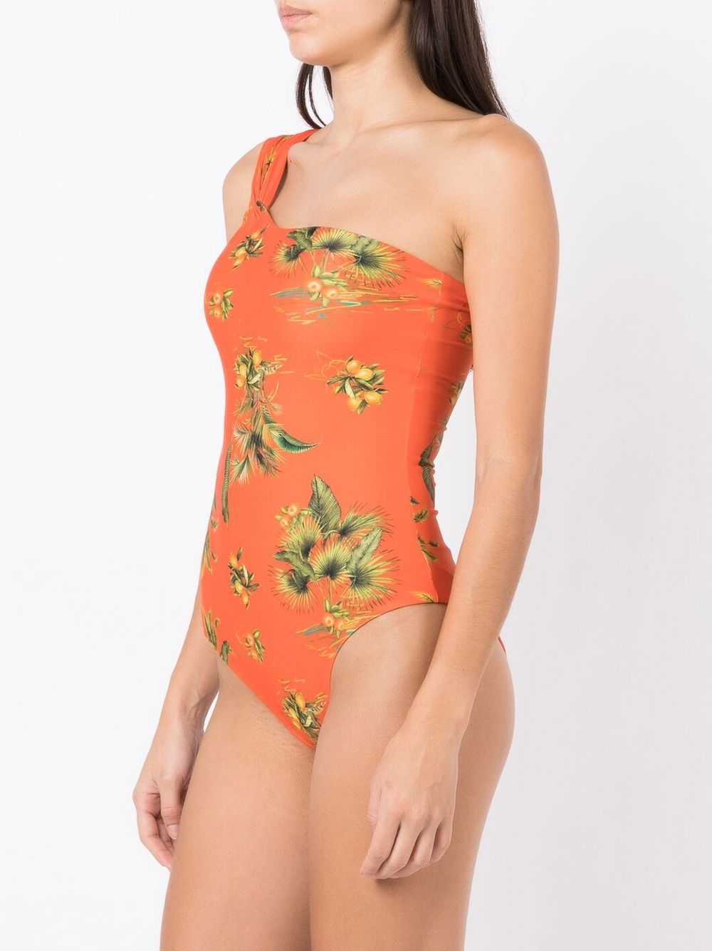 GANNI floral-print one-shoulder swimsuit Women