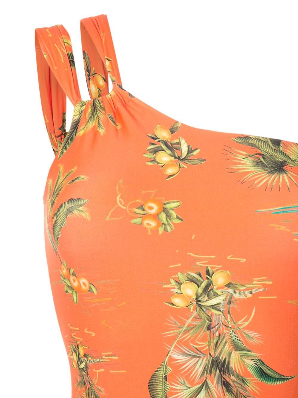 GANNI floral-print one-shoulder swimsuit Women