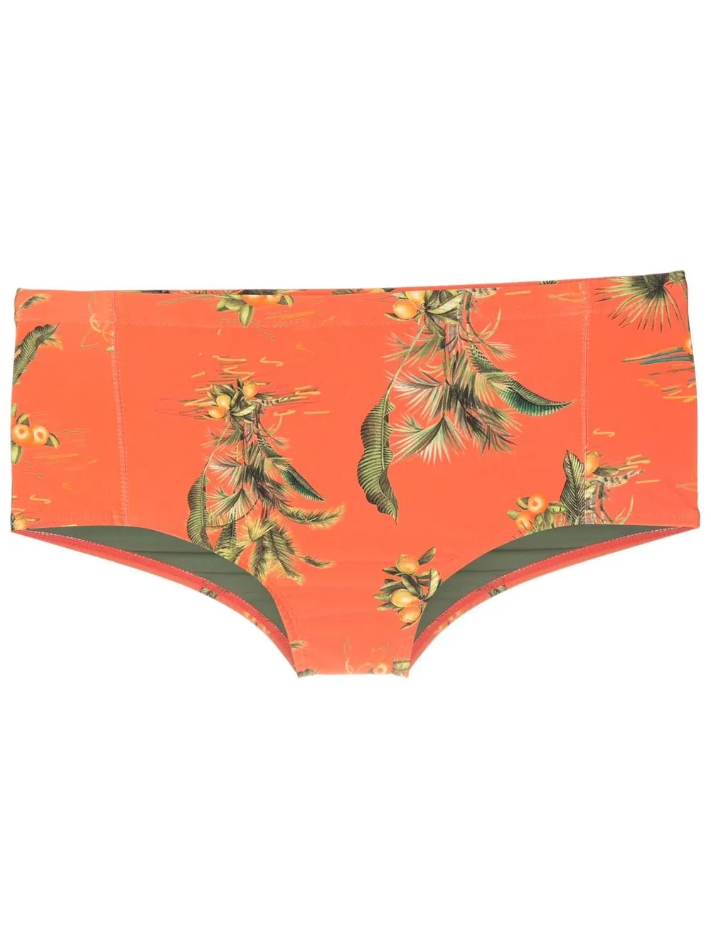 leaf-print swimming trunks