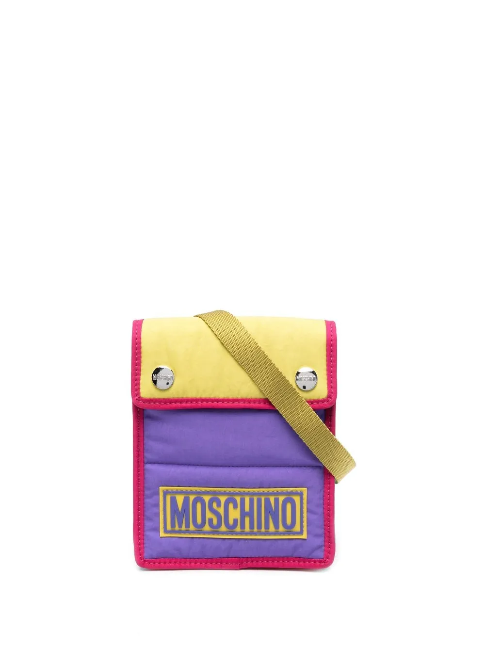 

Moschino quilted colour-block messenger bag - Purple