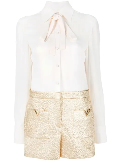 Valentino Garavani pussy-bow collar playsuit