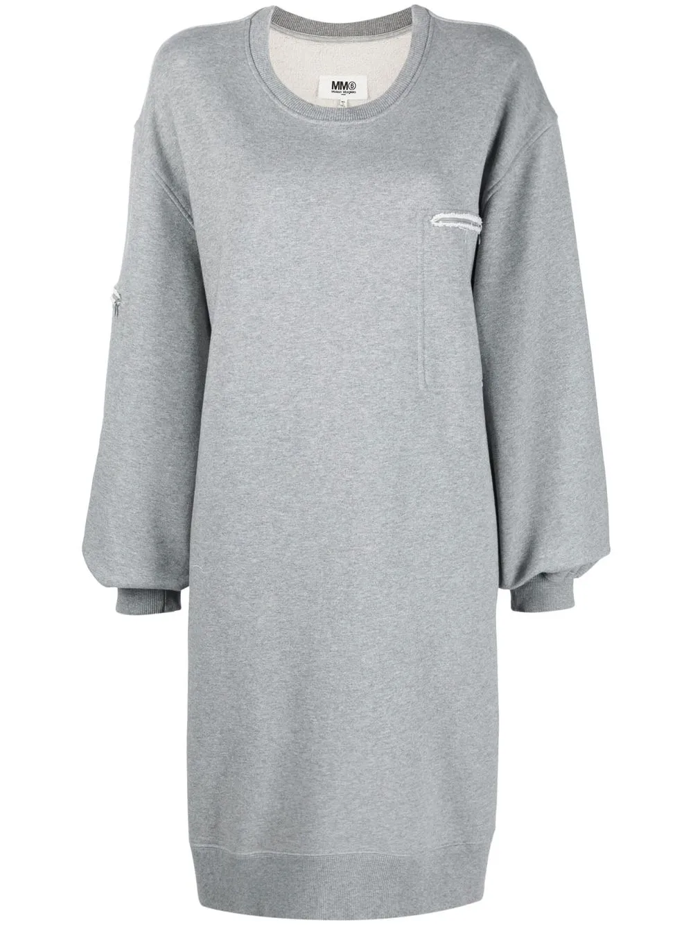 

MM6 Maison Margiela vestido estilo sudadera con borde sin rematar - Gris