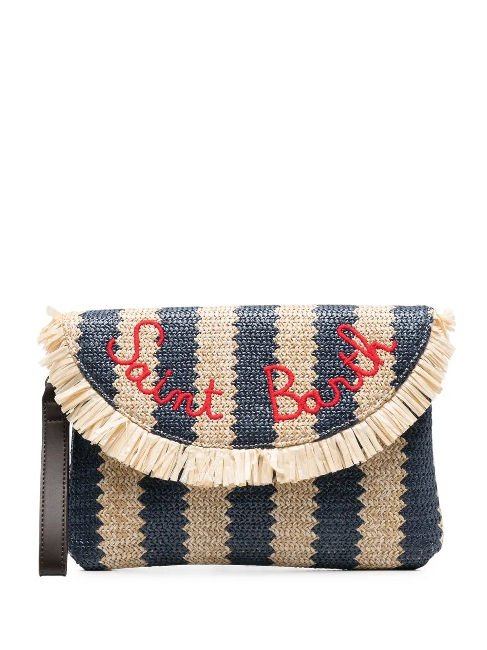 

MC2 Saint Barth stripe-weave embroidered bag - Neutrals