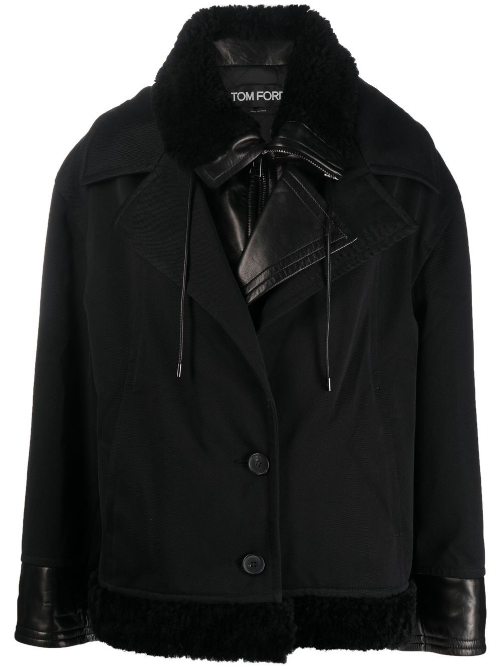 Tom Ford Layered Leather Jacket In Negro