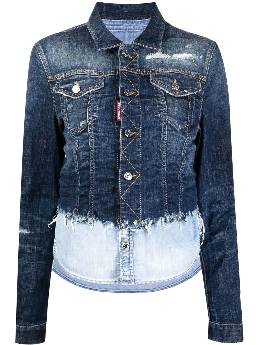 

Dsquared2 distressed cropped denim jacket - Blue