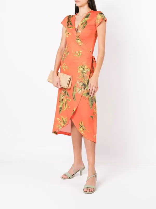 Lygia Nanny floral print Wrap Dress Orange FARFETCH AO