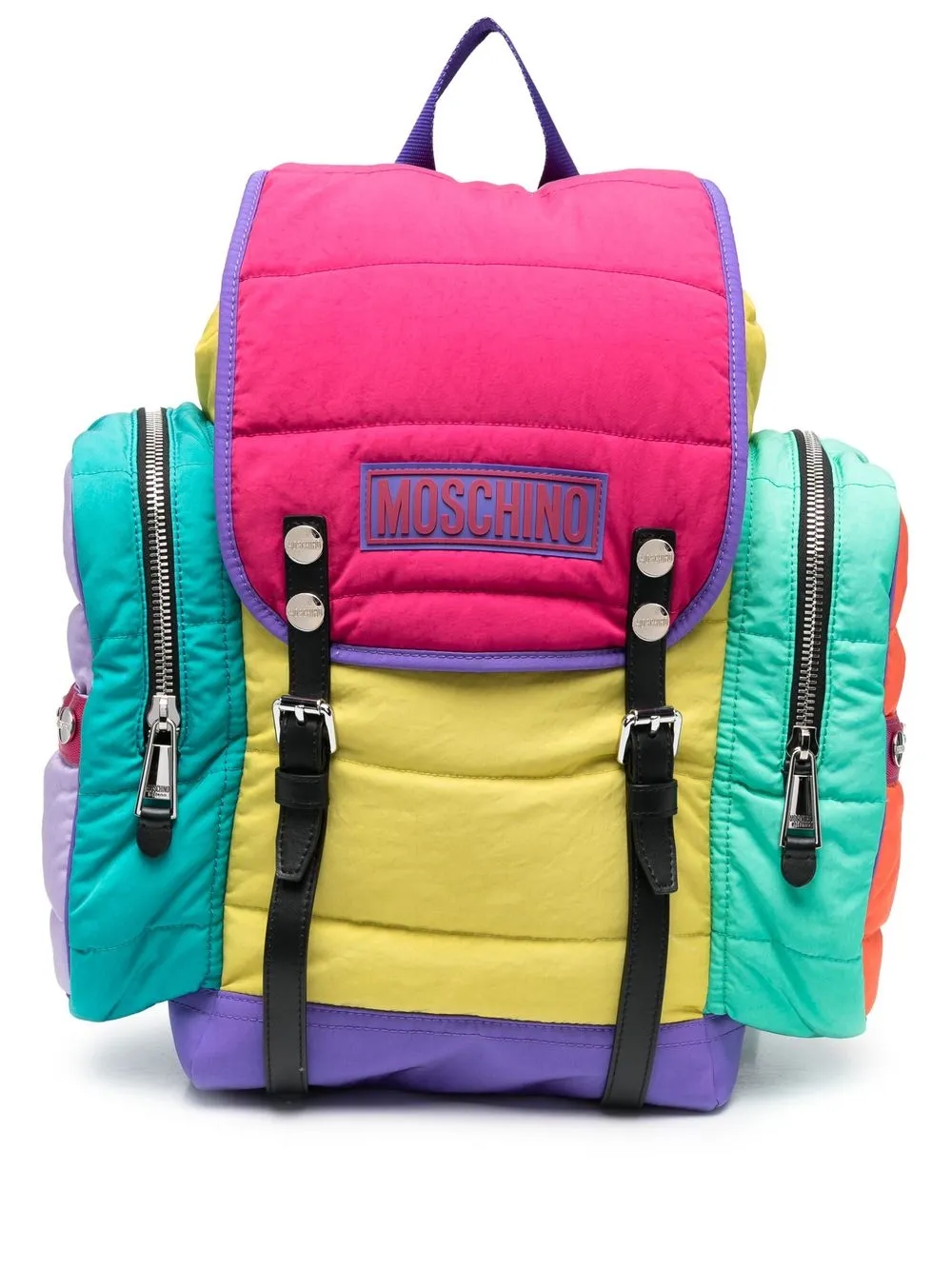 

Moschino mochila capitonada con diseño color block - Rosado