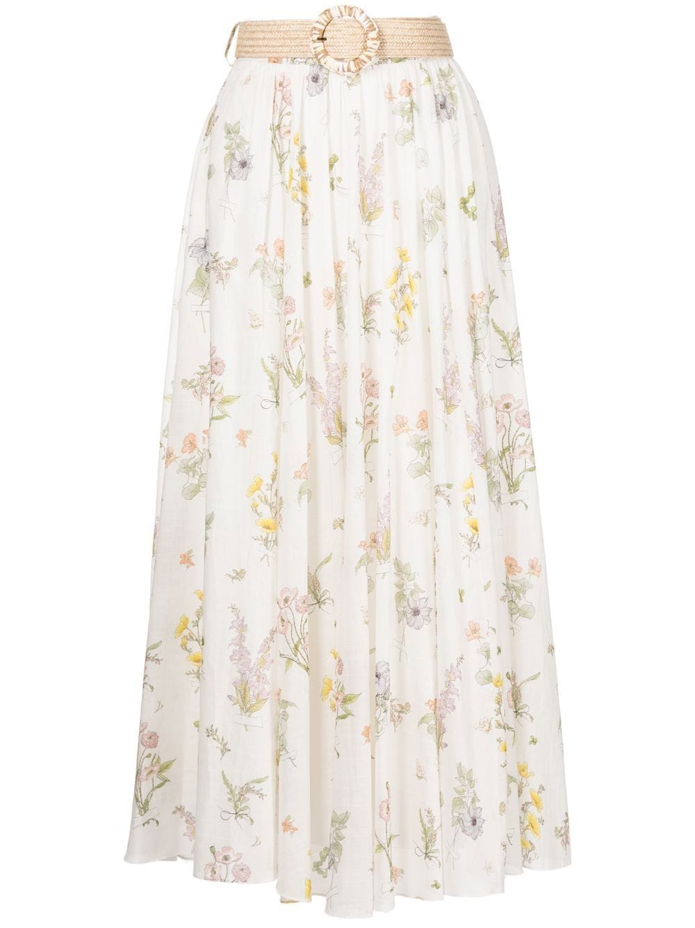 

ZIMMERMANN falda midi con estampado floral - Blanco