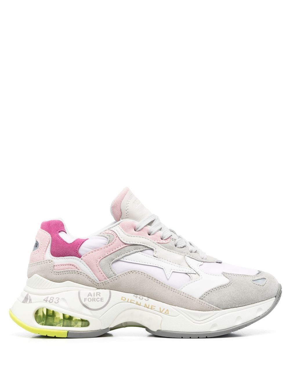 

Premiata Sharky panelled lace-up sneakers - Pink