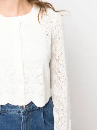 crochet scallop-trimmed cardigan展示图