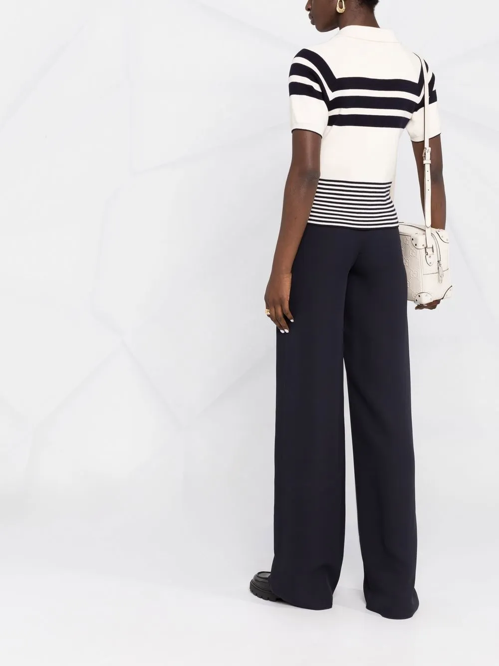 Shop Valentino High-waisted Wide-leg Trousers In Blau