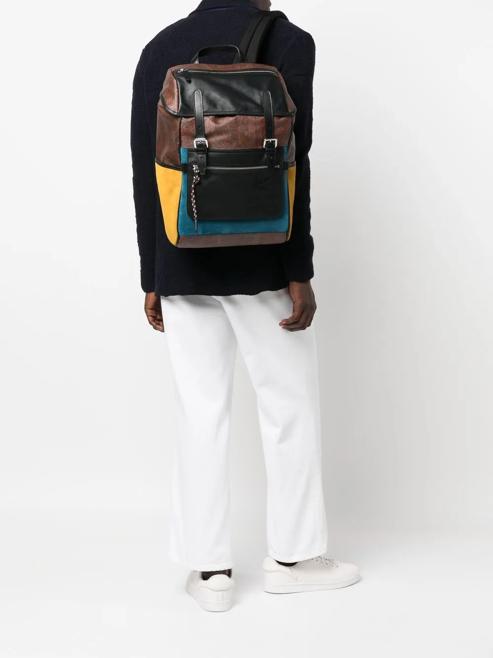 Image 2 of ETRO paisley-print colour-block backpack