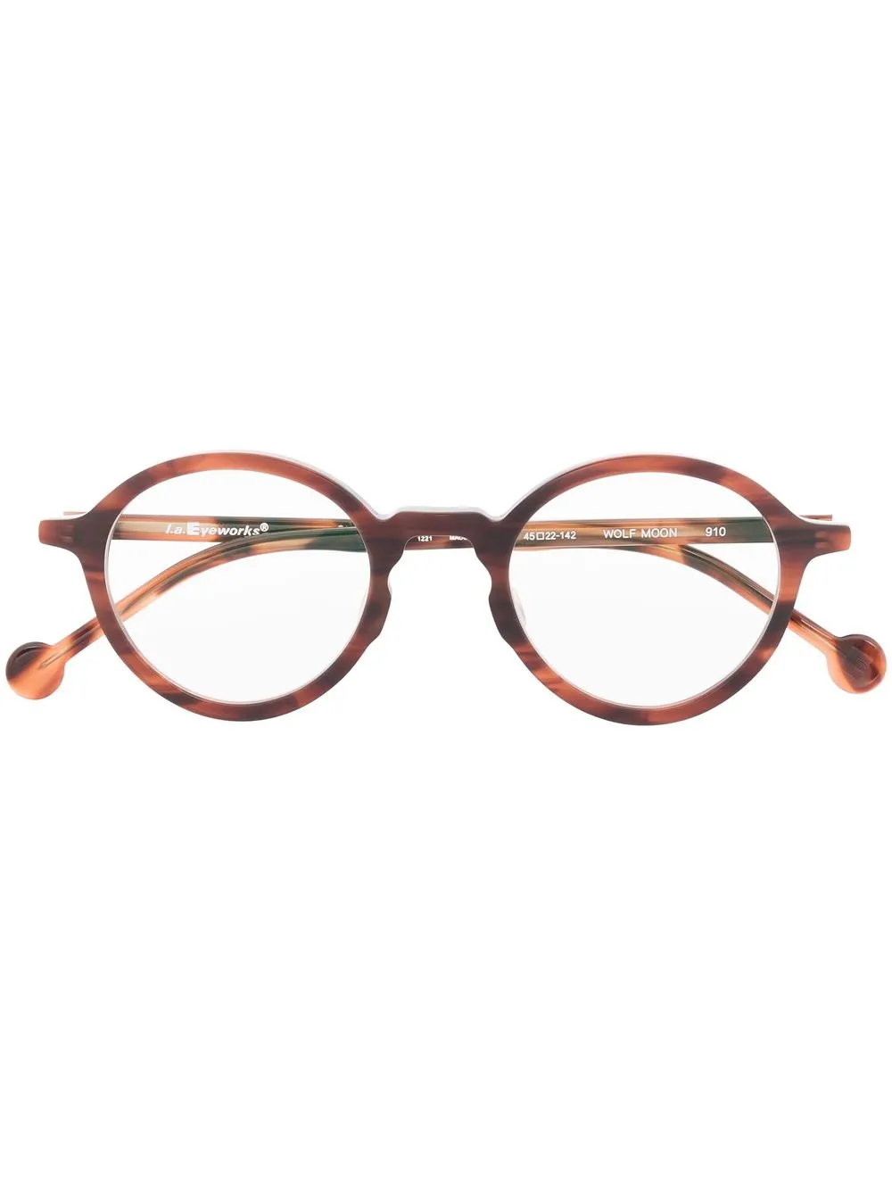 

L.A. EYEWORKS tortoiseshell-effect round-frame glasses - Brown