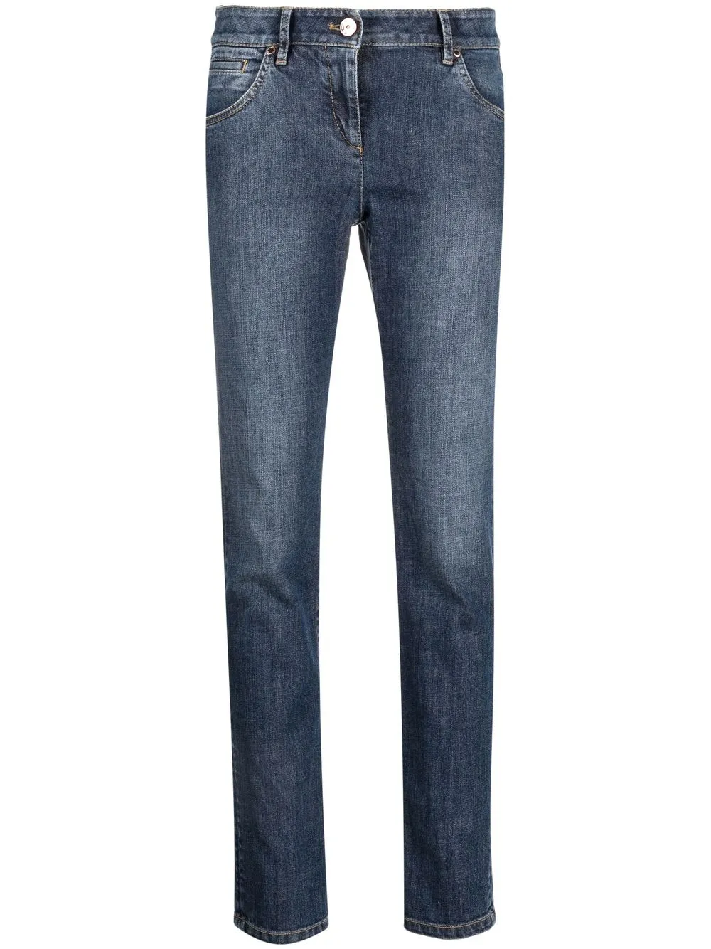 

Brunello Cucinelli Monili chain-patch straight-leg jeans - Blue