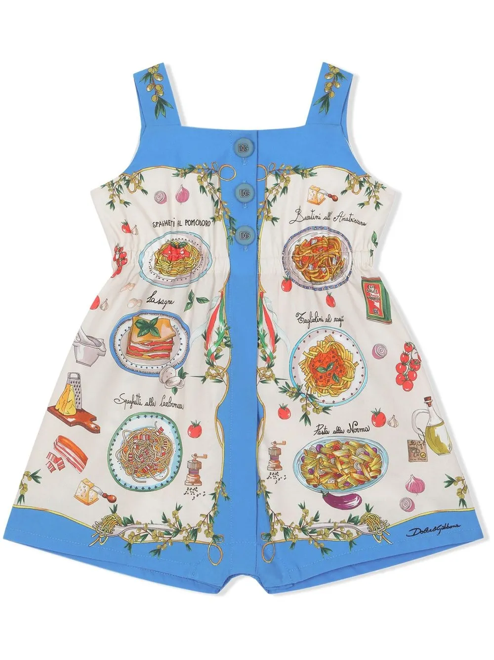 

Dolce & Gabbana Kids Pasta print romper - Blue