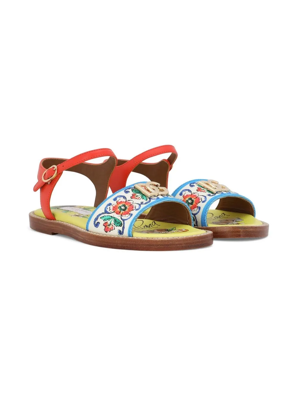 

Dolce & Gabbana Kids graphic-print leather sandals - Red