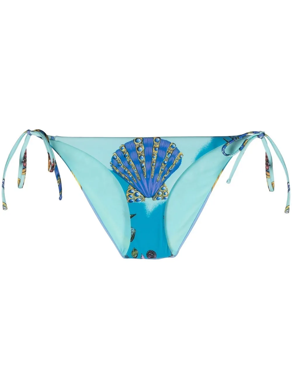 

Versace bikini bottom con conchas de mar estampadas - Azul