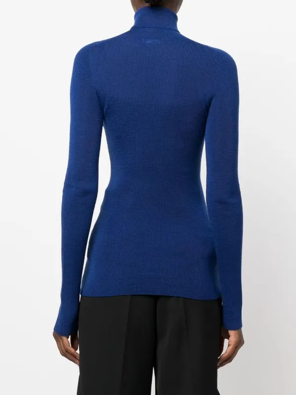 womens blue roll neck jumper