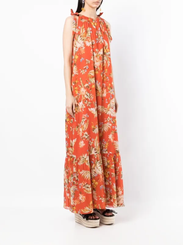 Orange floral outlet maxi dress